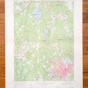 Antike Milford, Massachusetts 1968 US Geological Survey Topographische Karte – Worcester, Middlesex County, Hopkinton, Upton, Northbridge, MA
