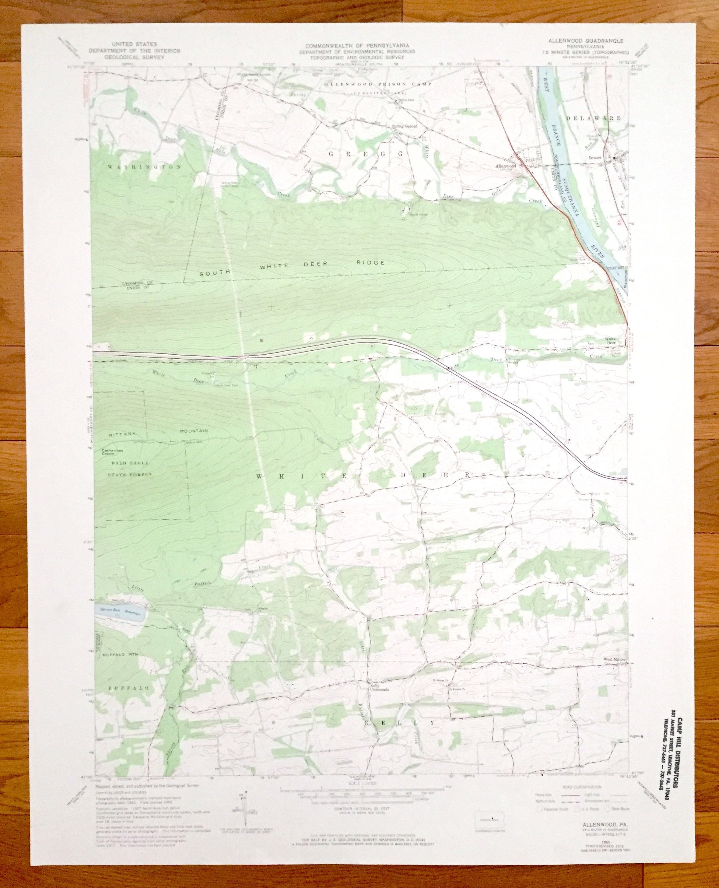 Antique Allenwood Pennsylvania 1965 US Geological Survey Etsy