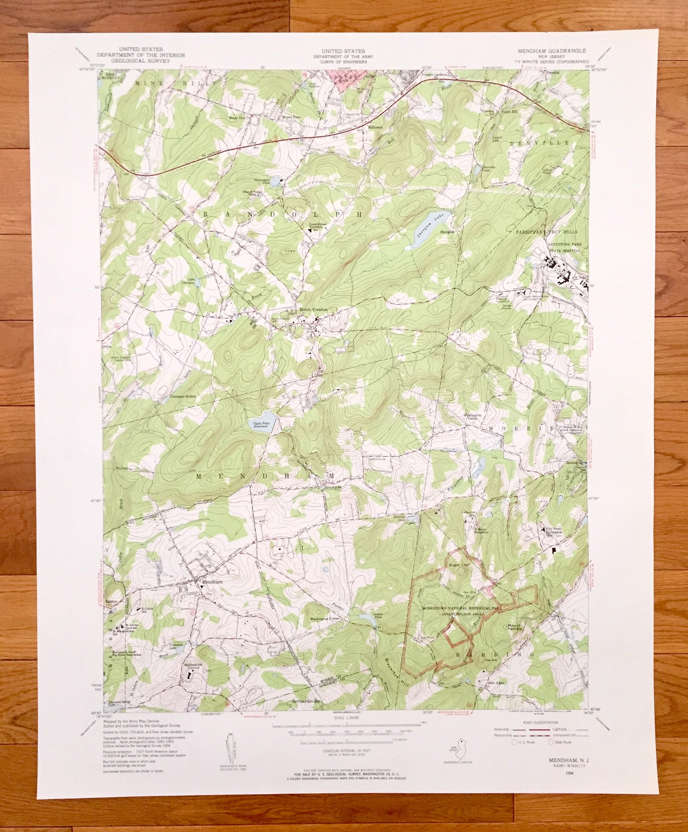 Antique Mendham New Jersey 1954 US Geological Survey Etsy