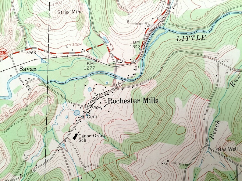 Antique Rochester Mills Pennsylvania 1968 US Geological Etsy