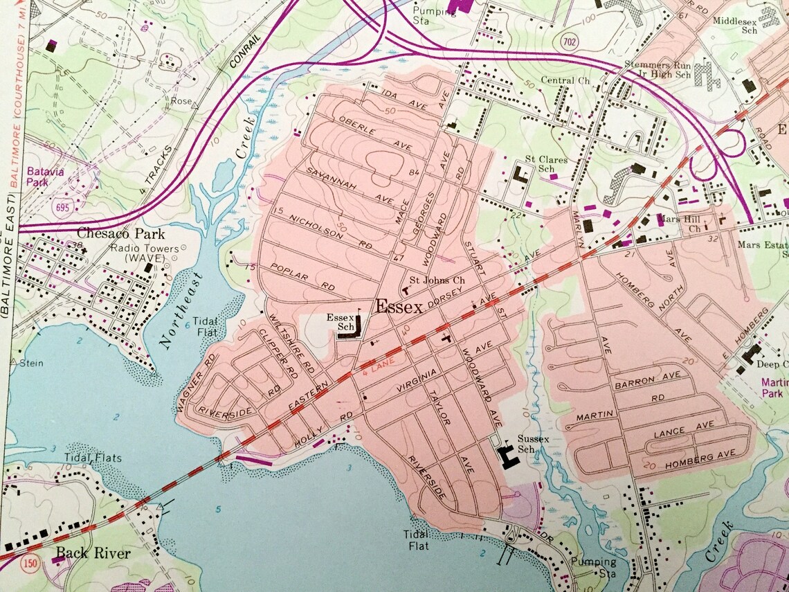 Antique Middle River Maryland 1969 US Geological Survey Etsy