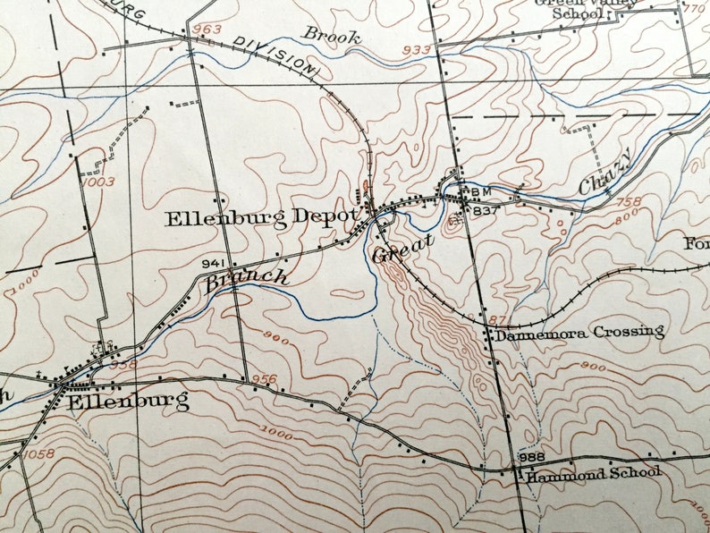 Antique Churubusco New York 1915 US Geological Survey Etsy