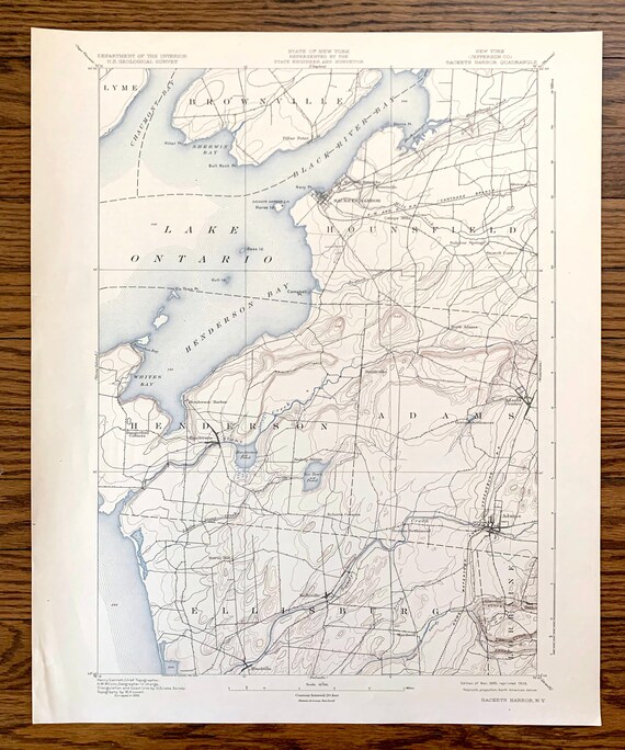 Antique Sackets Harbor New York 1895 US Geological Survey Etsy