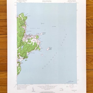 Antike Topographische Karte von Rockport, Massachusetts 1949 - Essex County, Cape Ann, Pigeon Cove, Lands End, Gloucester, MA