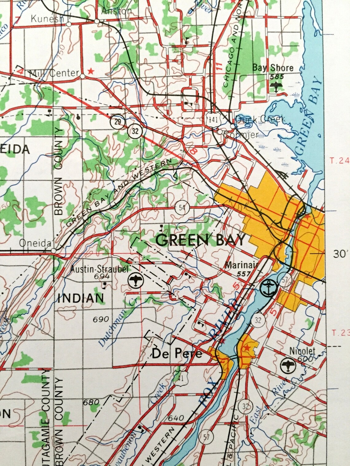 Antique Green Bay Wisconsin 1955 US Geological Survey Etsy