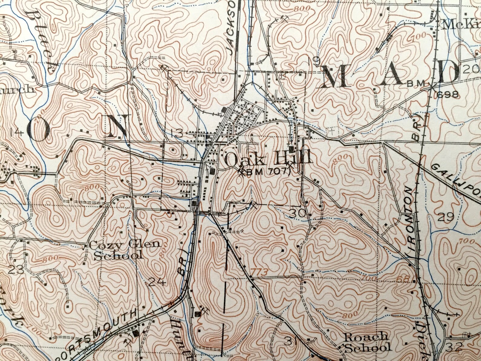 Antique Oak Hill Ohio 1912 US Geological Survey Topographic Etsy