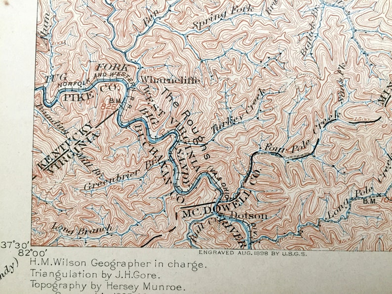 Antique Oceana West Virginia 1898 US Geological Survey Etsy