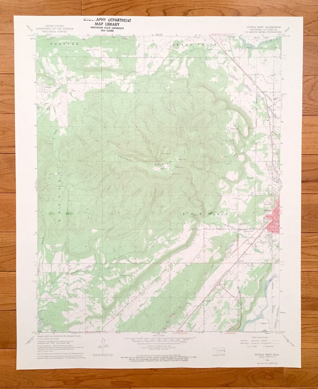 Antique Poteau West, Oklahoma 1968 US Geological Survey Topographic Map