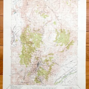 Antigo mapa topográfico de Virginia City, Nevada 1952 do US Geological Survey - Silver City, Truckee, Steamboat, Washoe, Storey, Lyon County, NV