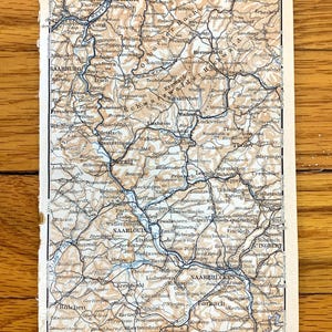 Antique 1911 Trier and Saarbrucken, Germany Map from Baedekers Guide Atlas – Rhineland-Palatinate,  Saarland, Saarlouis, Merzig, Tholey