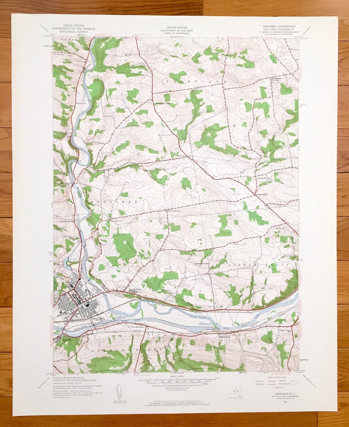 Antique Herkimer New York 1943 US Geological Survey Etsy