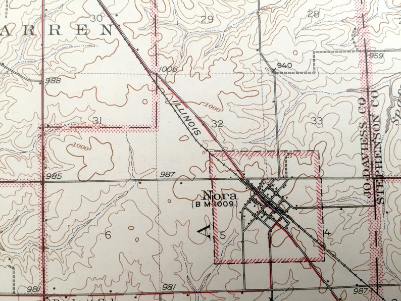 Antique Lena Illinois 1943 US Geological Survey Topographic Etsy