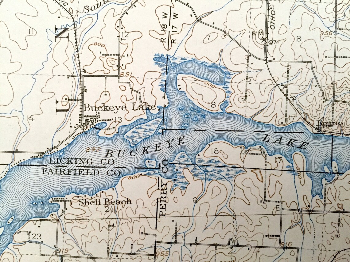 Antique Thornville Ohio 1909 US Geological Survey Topographic Etsy