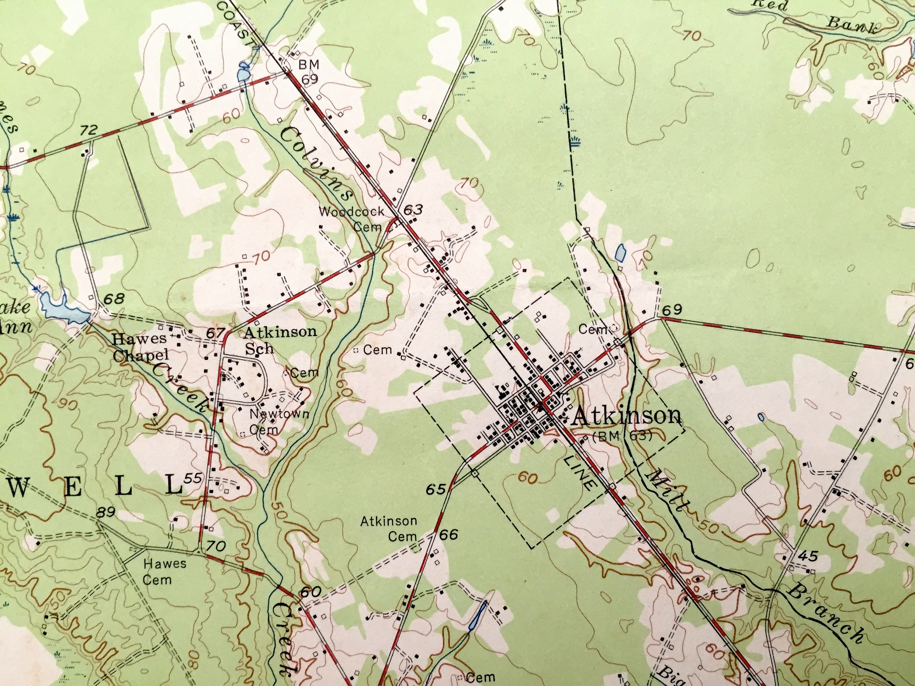Antique Atkinson North Carolina 1955 US Geological Survey Etsy