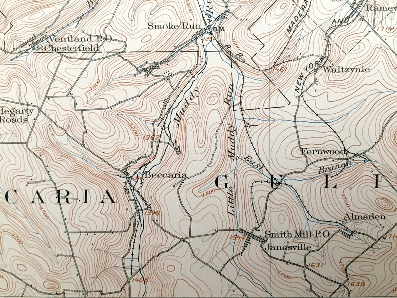 Antique Houtzdale Pennsylvania 1905 US Geological Survey Etsy