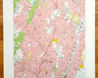 May include: A vintage map of Orange, New Jersey, with a pink background and black lines showing roads and streets. The map includes the towns of West Orange, Montclair, Nutley, Belleville, and Newark. The map is titled "Orange, N.J." and includes a scale and legend.
