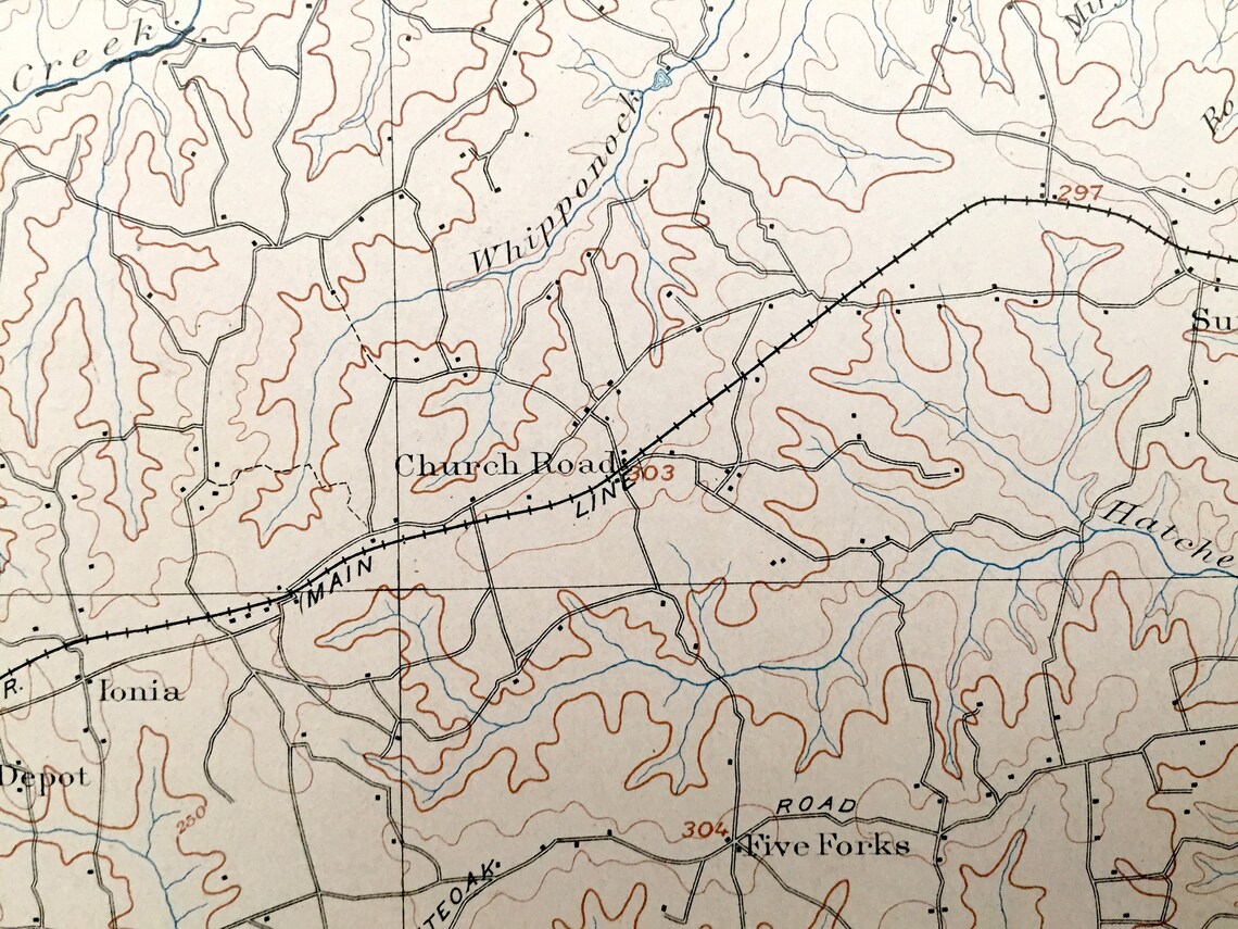Antique Amelia Virginia 1897 US Geological Survey Topographic Etsy