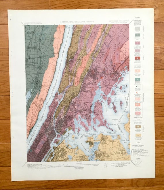 アンティーク ニューヨーク市 1901年 米国地質調査所地形図 