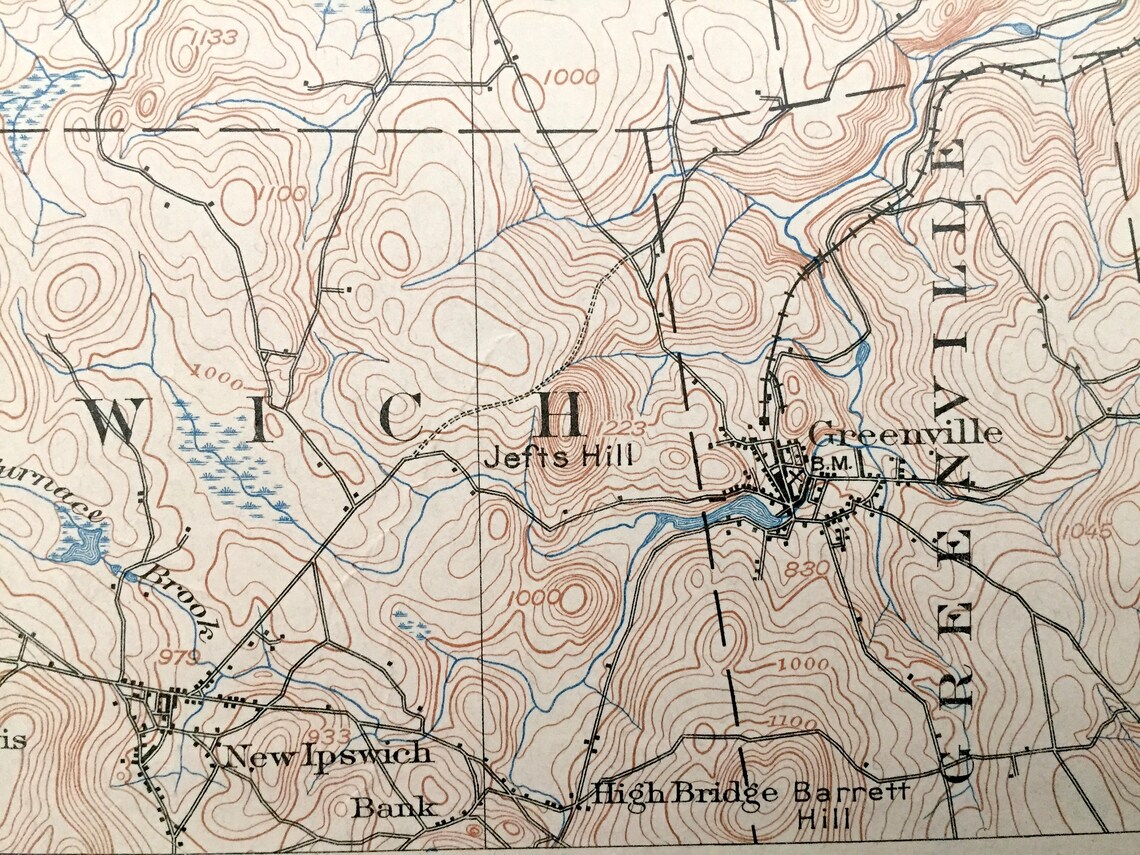 Antique Peterborough New Hampshire 1900 US Geological Survey Etsy