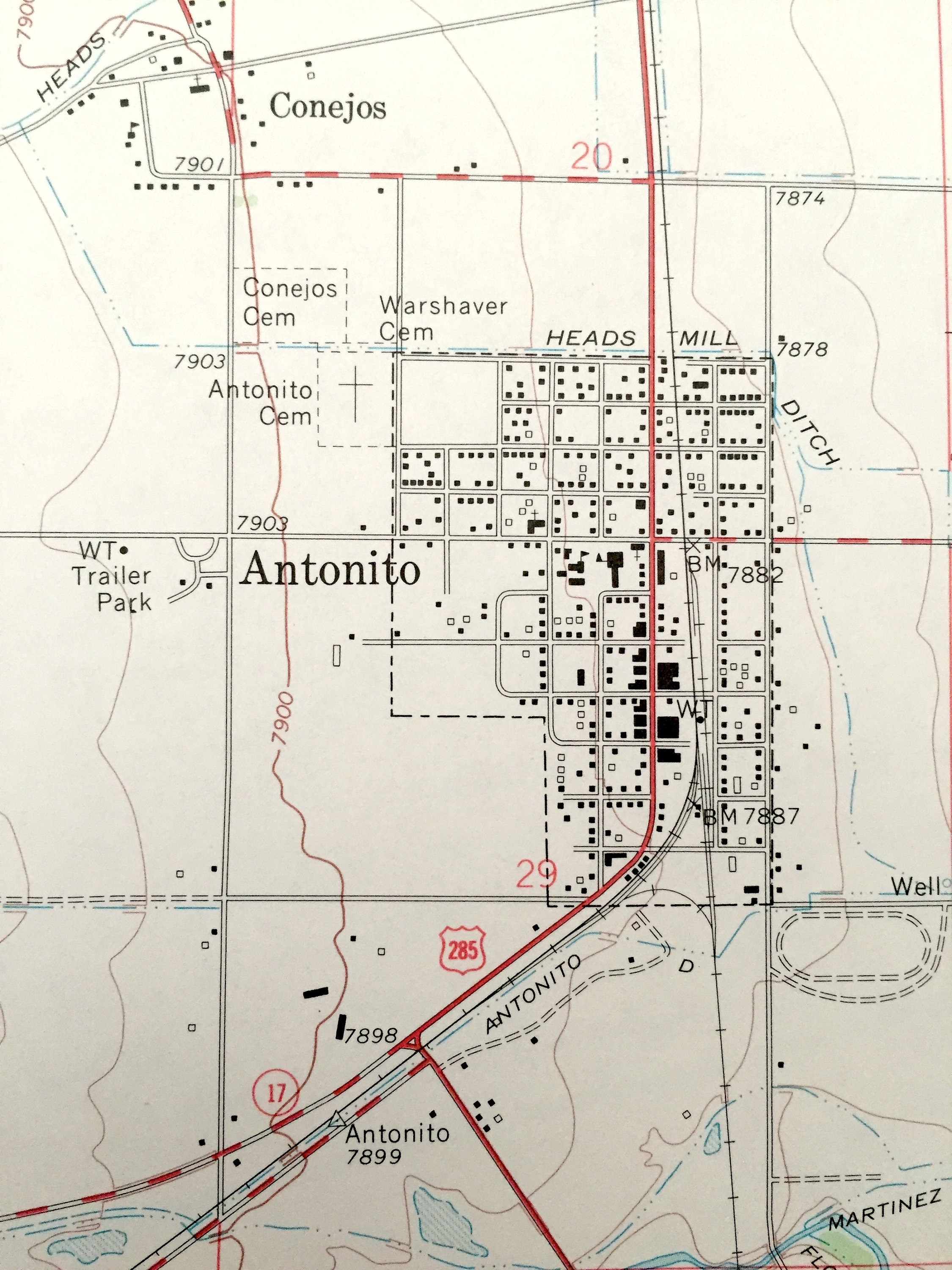 Antique Antonito Colorado 1967 US Geological Survey Map