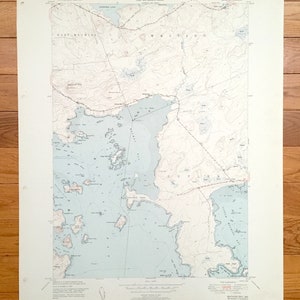 Antik Machias Bay, Maine 1951 US 1951- 1951 Us-Amerikanisches Kartographie- Topographic Map – Washington County, Machiasport, Whiting, Besteck, ME