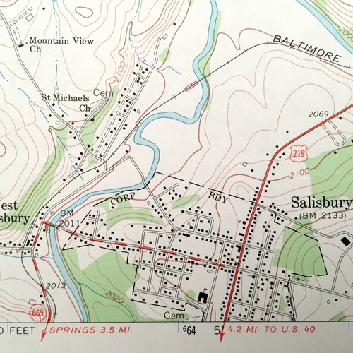 Antique Meyersdale, Pennsylvania 1968 US Geological Survey Topographic
