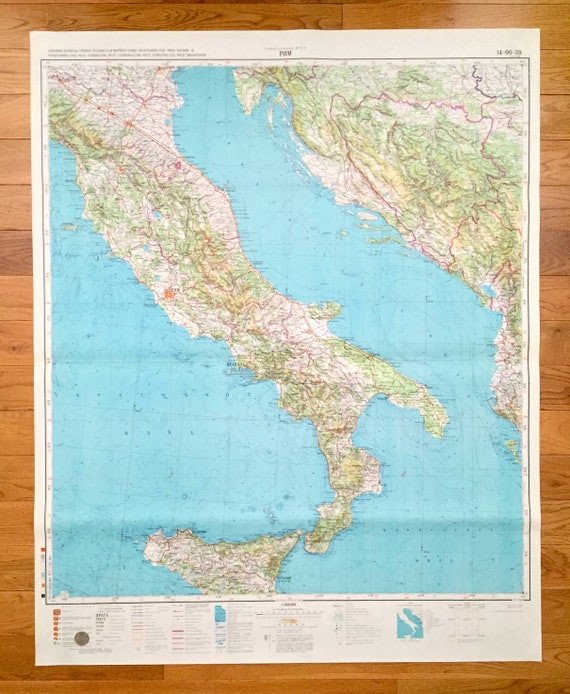 Antique SOVIET Italy 1972 Russian Army Survey Map – Rome