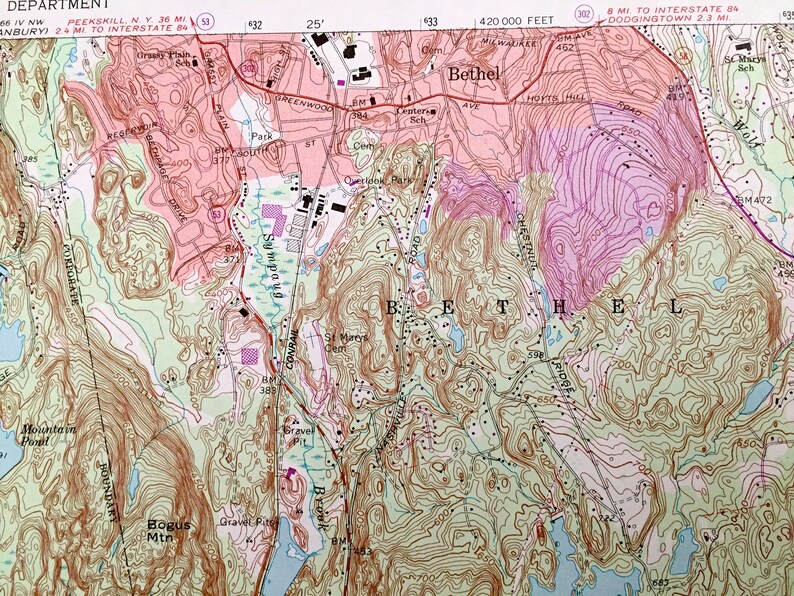 Antique Bethel Connecticut 1970 US Geological Survey Etsy