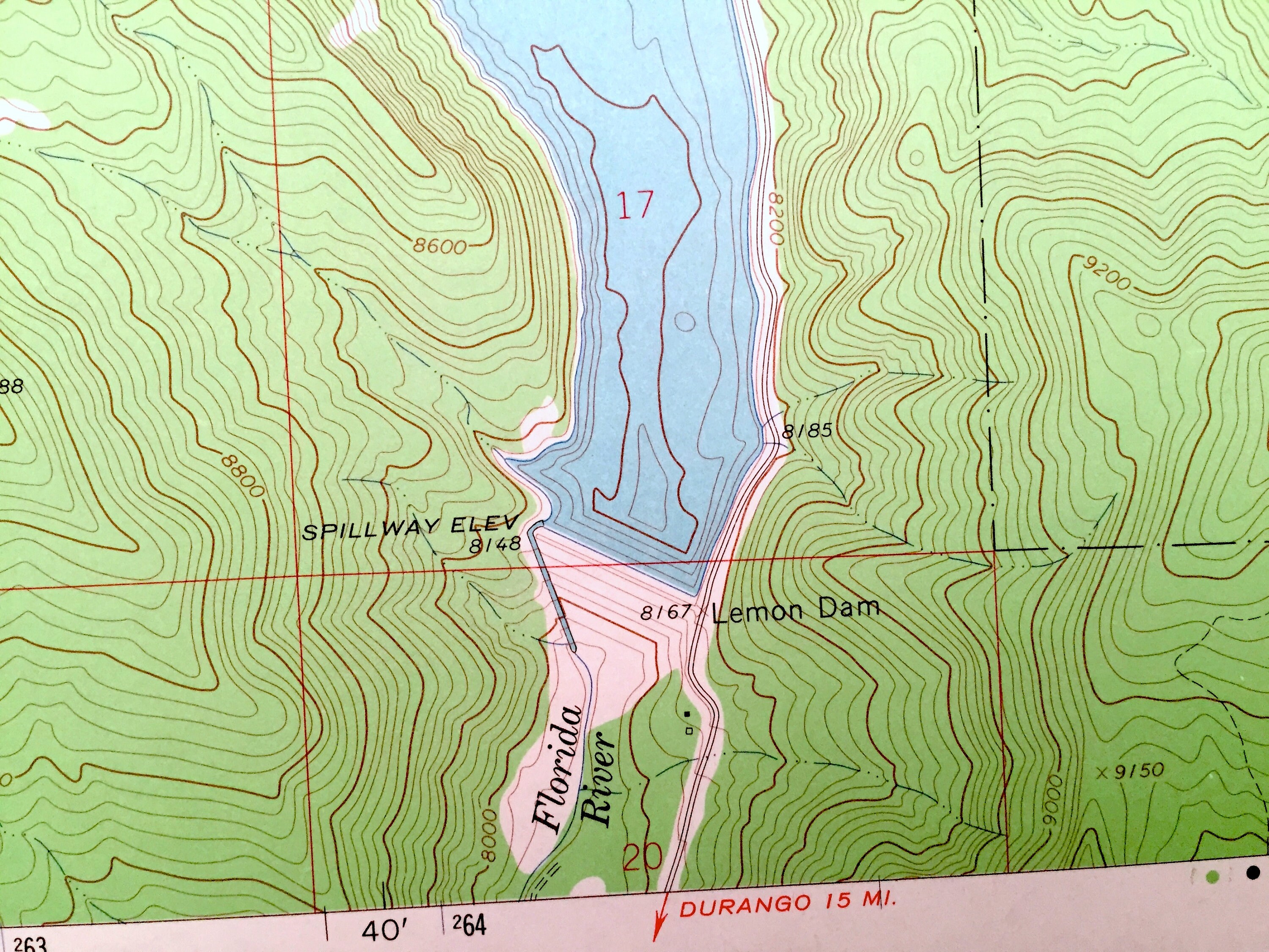 Antique Lemon Reservoir, Colorado 1964 US Geological Survey Topographic