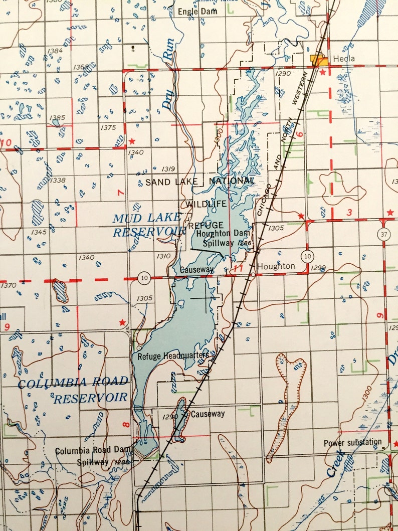 Roscoe Ipswich Eureka Gettysburg Frederick Antique Aberdeen South Dakota 1954 US Geological