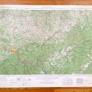 Antike Charleston, West Virginia 1957 US Geologische Übersichtskarte - Saint Albans, ChesaPeak, Gassaway, Buckhannon, Dunbar, Nitro