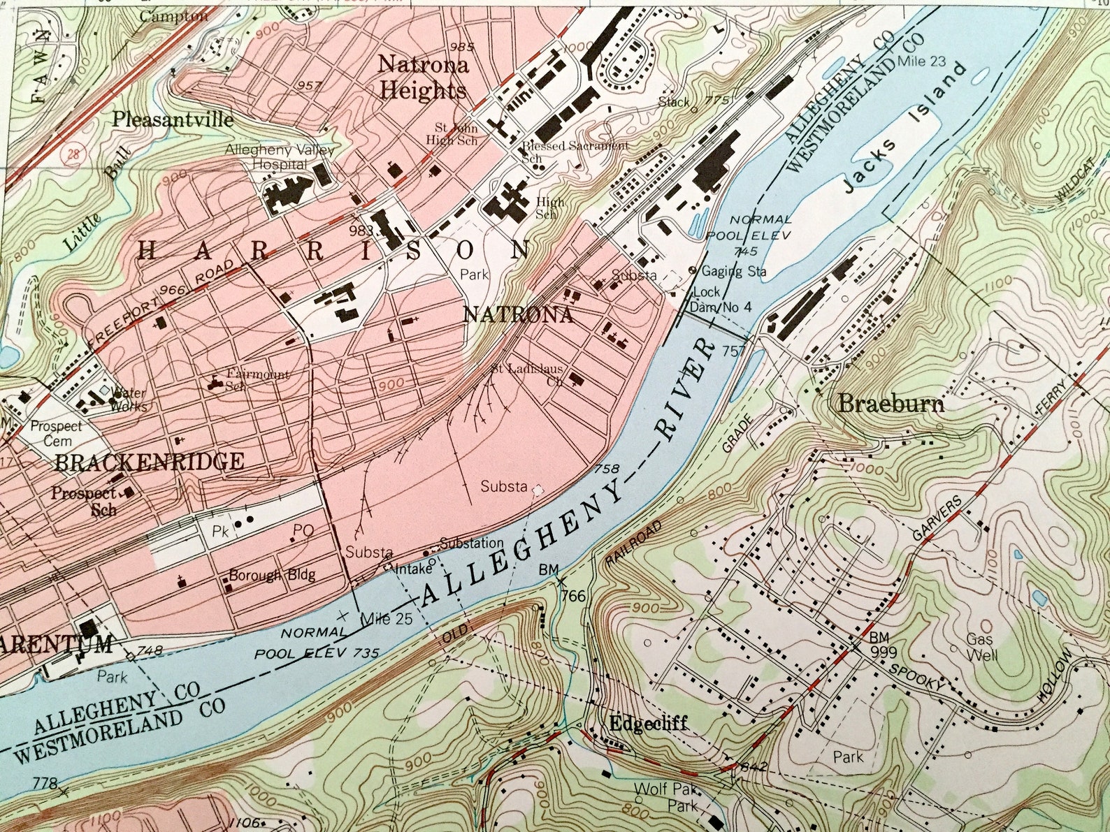 Antique New Kensington Pennsylvania 1993 US Geological Survey Etsy
