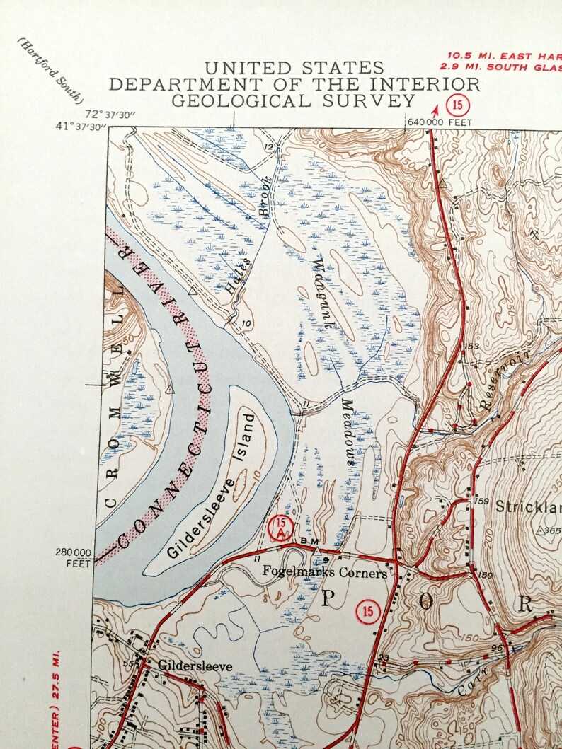 Antique Middle Haddam Connecticut 1945 US Geological Survey Etsy