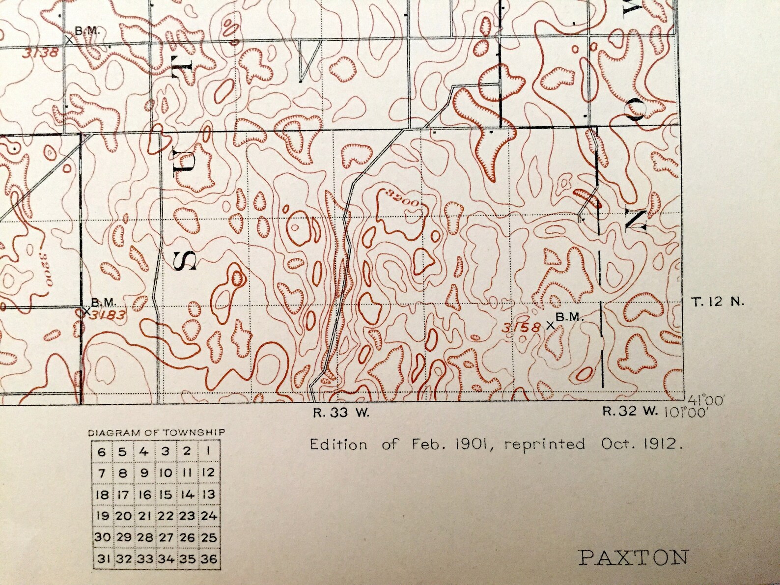 Antique Paxton Nebraska 1901 US Geological Survey Topographic Etsy