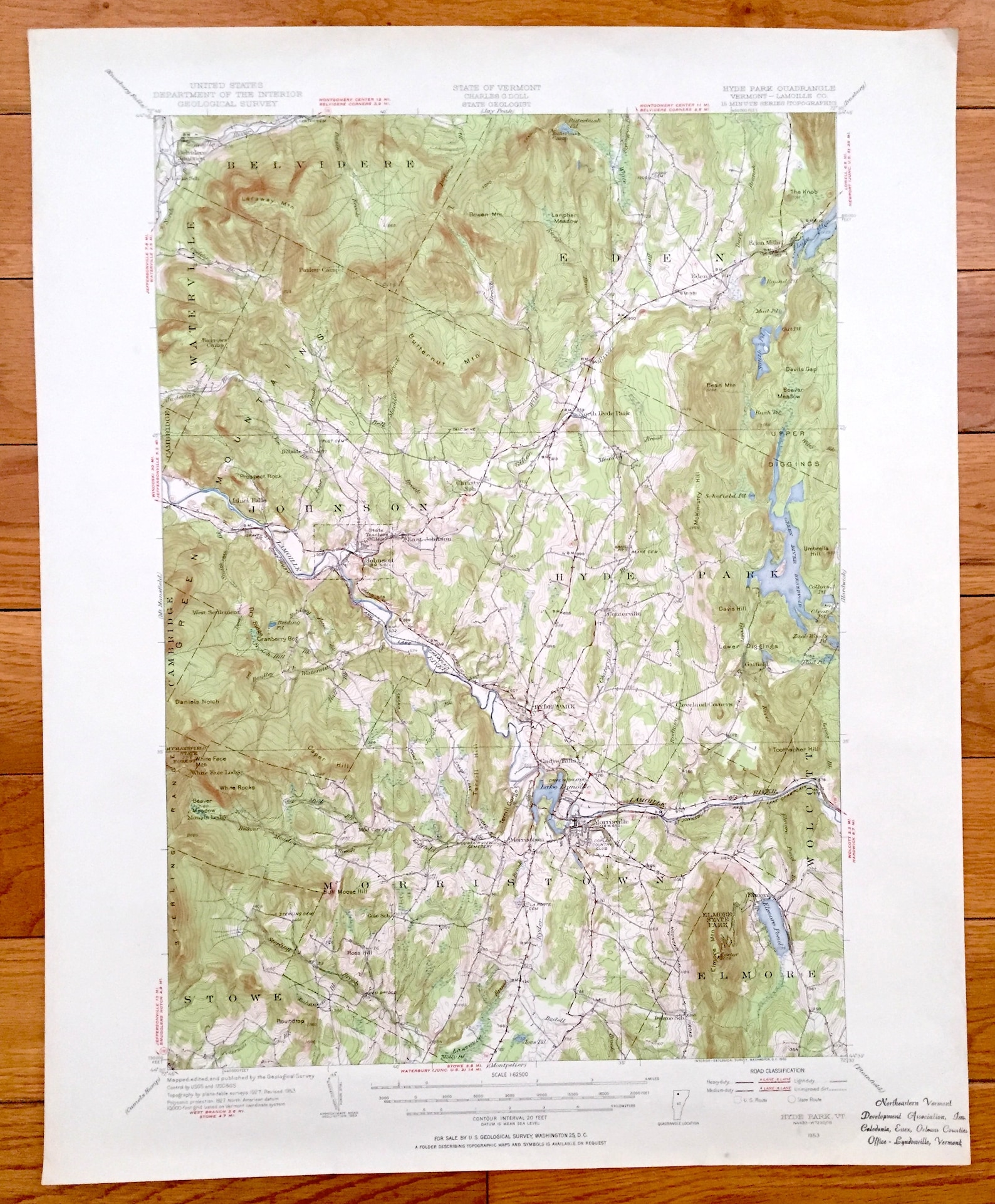 Antique Hyde Park Vermont 1953 US Geological Survey Etsy
