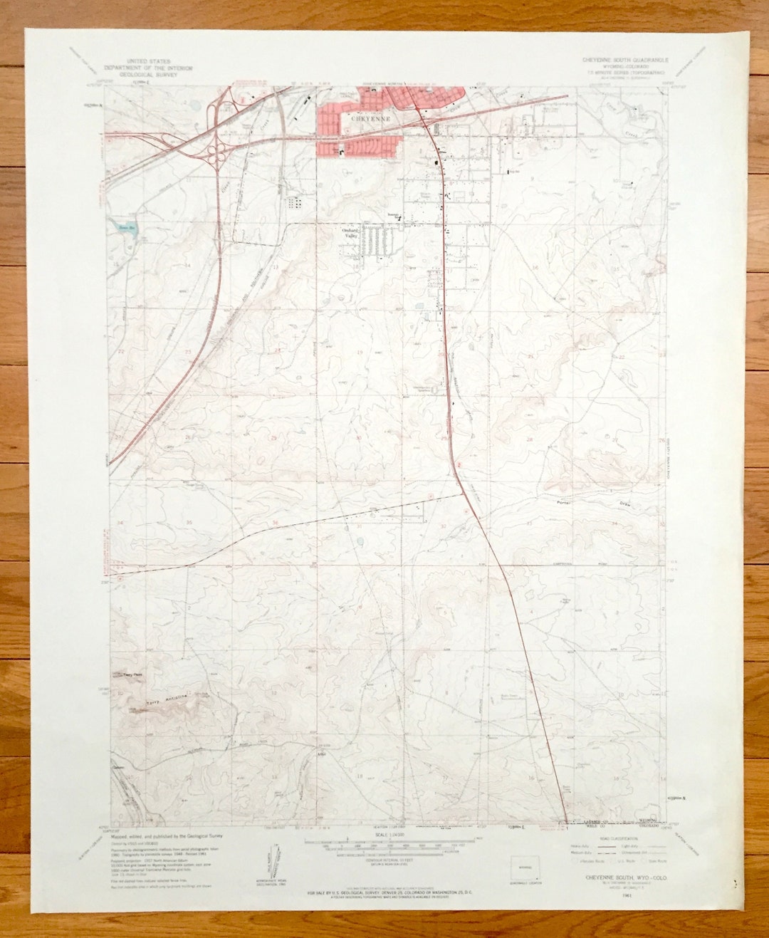 Antique Cheyenne, Wyoming & CO 1961 US Geological Survey Topographic ...