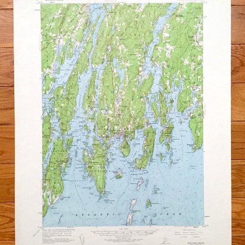 Antique Boothbay, Maine 1957 shops US Geological Survey Topographic Map – Georgetown, Westport, Southport, Bristol, Edgecomb Wiscasset Woolwich ME