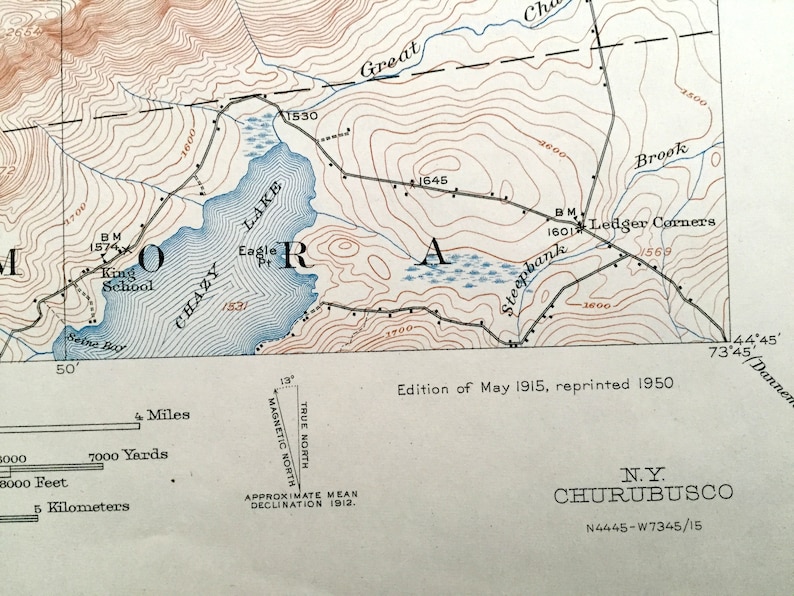 Antique Churubusco New York 1915 US Geological Survey Etsy