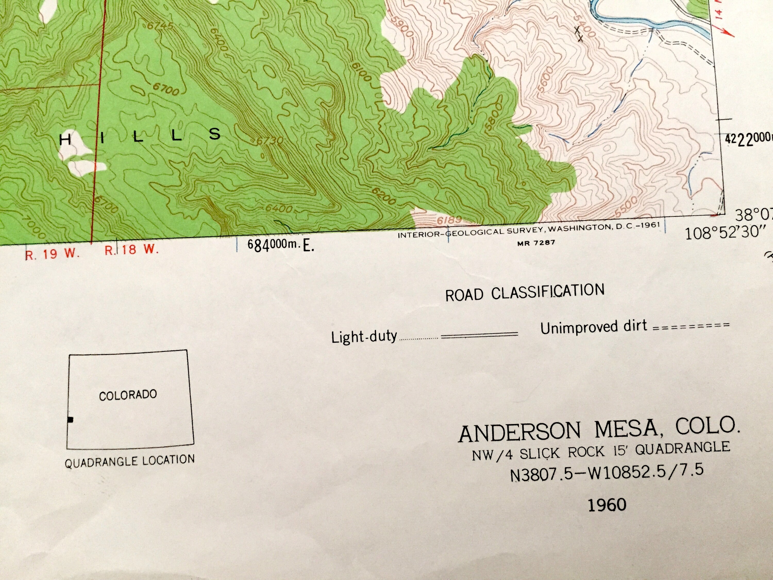 Antique Anderson Mesa, Colorado 1960 US Geological Survey  display picture 1