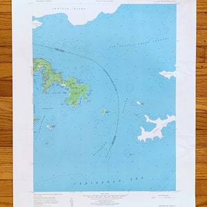Antigo St John, Ilhas Virgens dos EUA 1958 Mapa topográfico do US Geological Survey - East End, Flanagan Passage, Coral Bay, Maho, Hansen Beach, VI