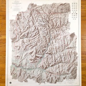 Mapa topográfico antigo do Parque Nacional de Zion, Utah, 1957, do Serviço Geológico dos EUA – Iron, Kane, Condado de Washington, Springdale Kolob Virgin River UT