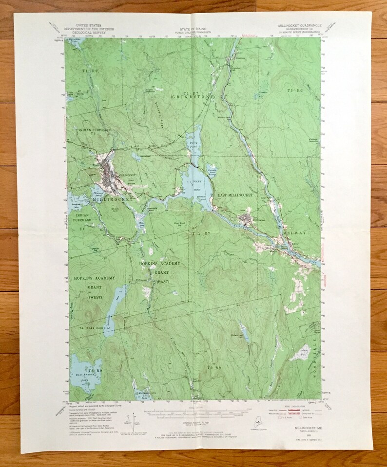 Antique Millinocket Maine 1951 Us Geological Survey Etsy - image 0