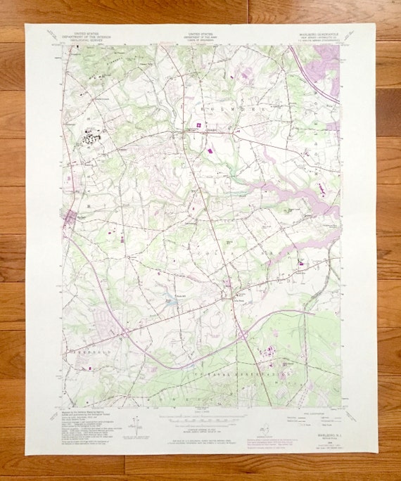 Antique Marlboro, New Jersey 1954 US Geological Survey Topographic
