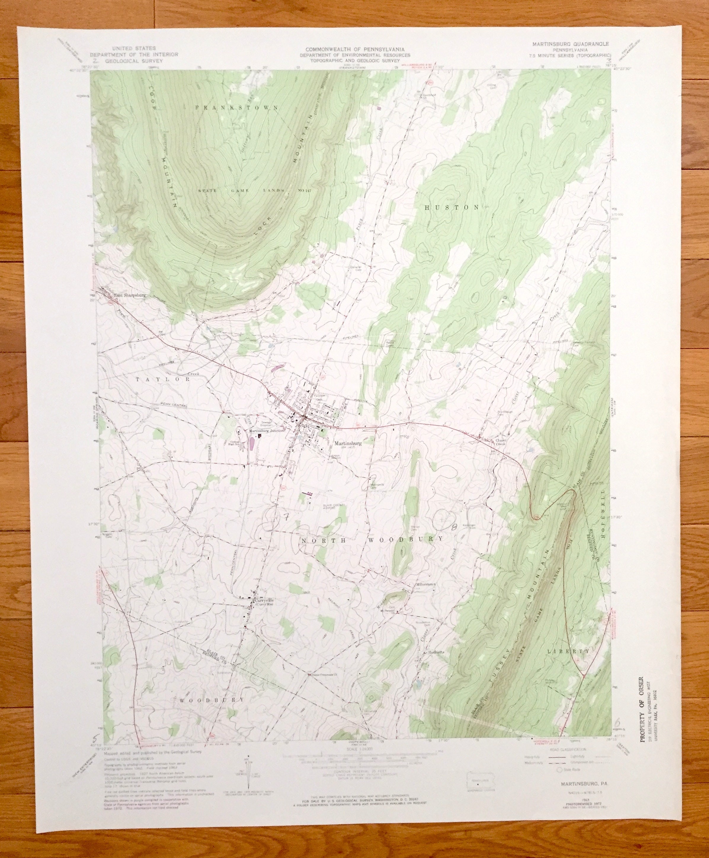 Antique Martinsburg Pennsylvania 1963 US Geological Survey Etsy Canada