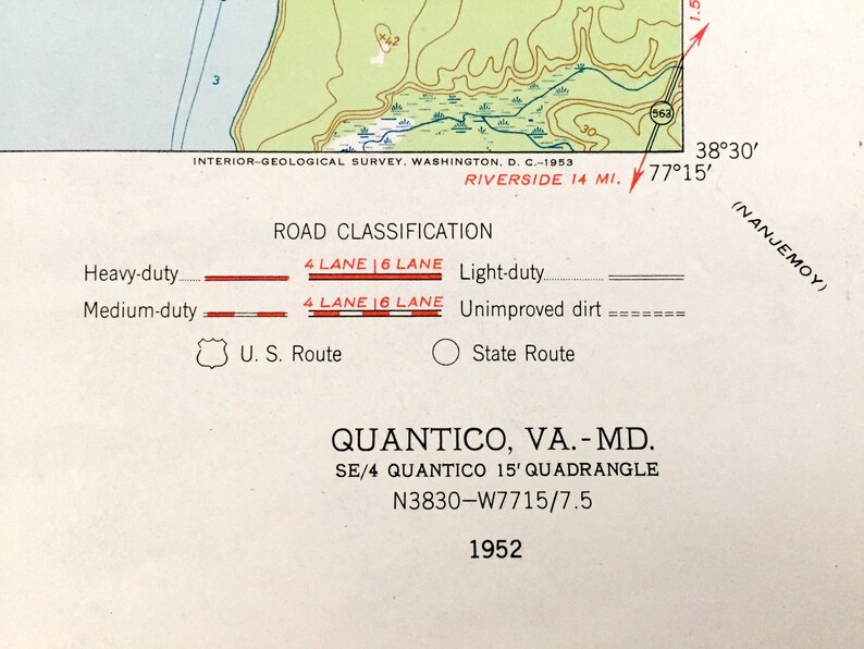 Antique Quantico Virginia & Maryland 1952 US Geological Etsy