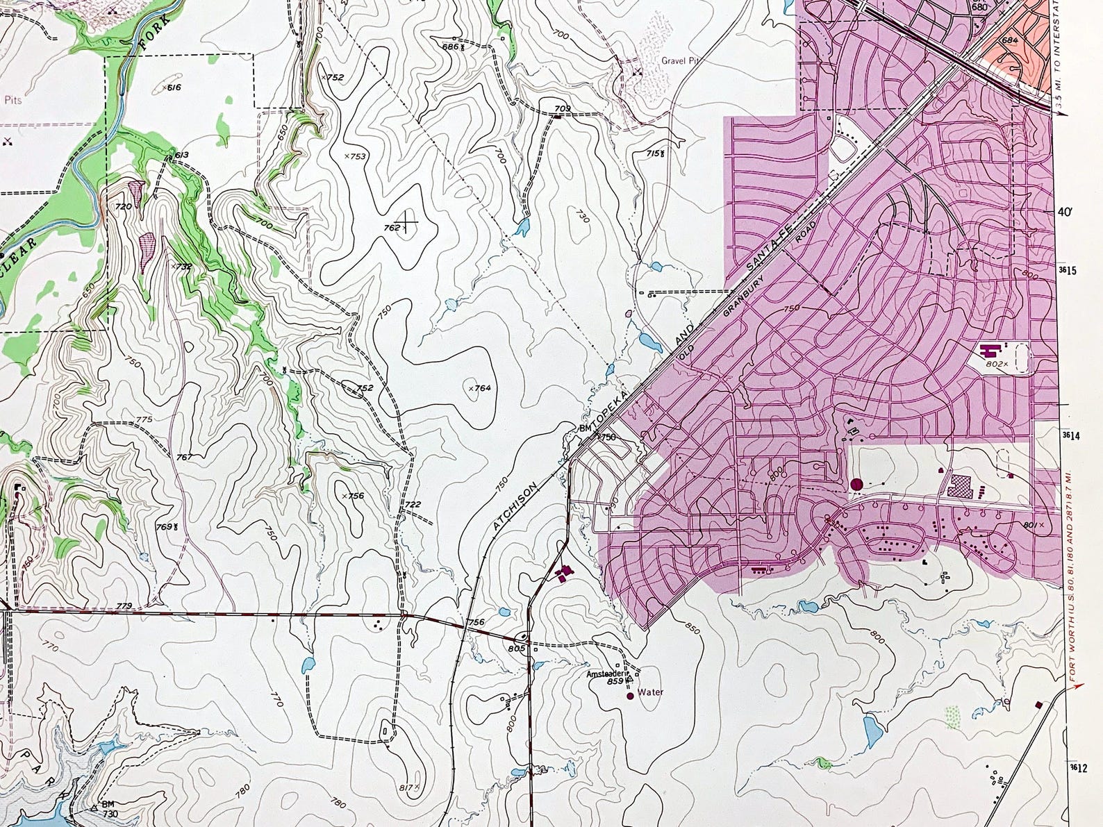 Antique Benbrook, Texas 1955 US Geological Survey Topographic Map ...
