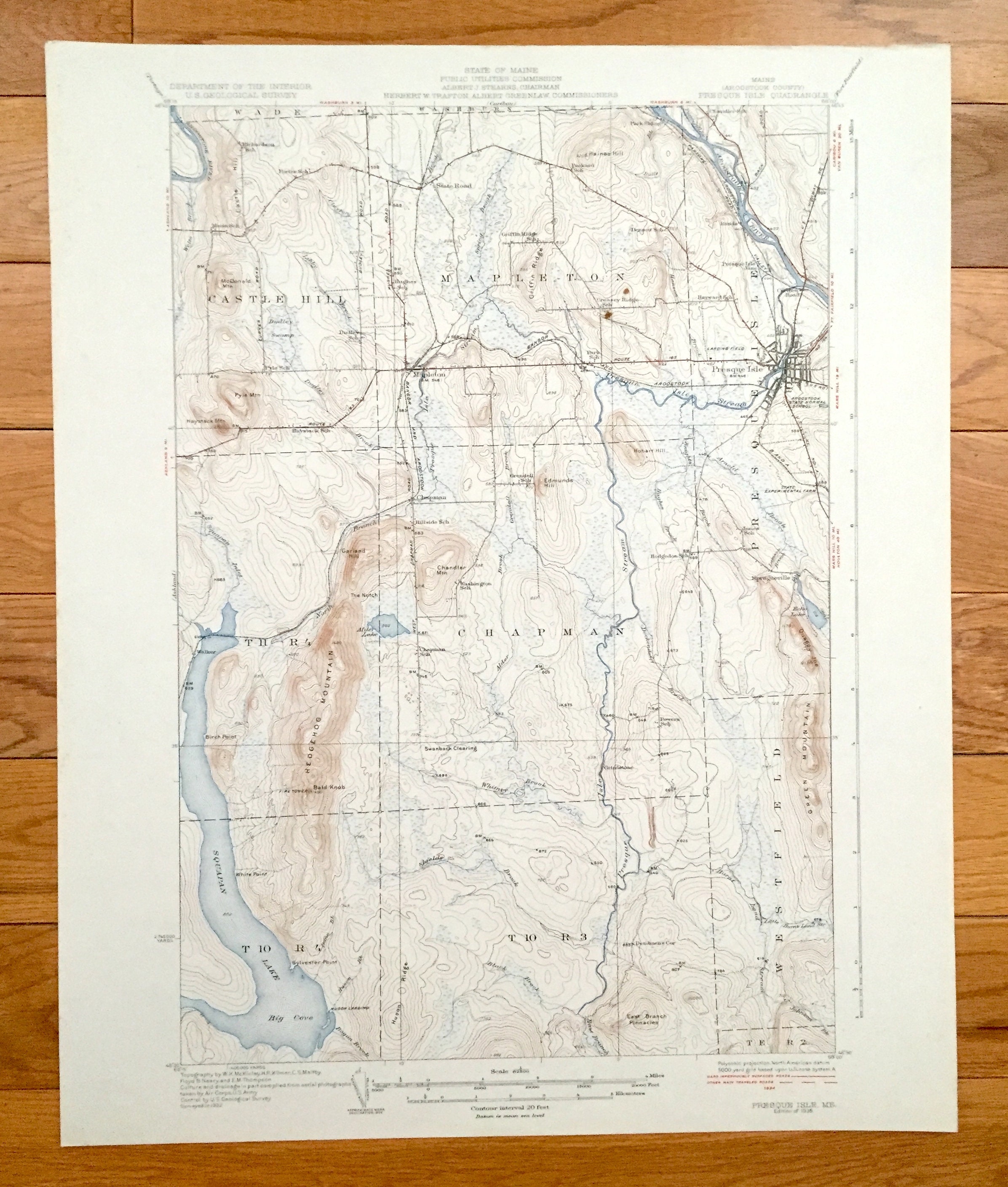 Antique Presque Isle Maine 1935 US Geological Survey