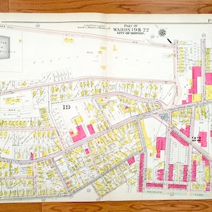 Antiguo 1906 Brookline, Massachusetts Mapa de GW Bromley Atlas – Boston, Condado de Suffolk, Roxbury, Mission Hill, Lower, Heath Square, Fort