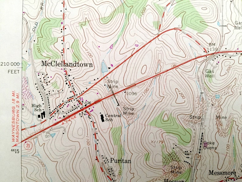 Antique New Salem Pennsylvania 1964 US Geological Survey Etsy