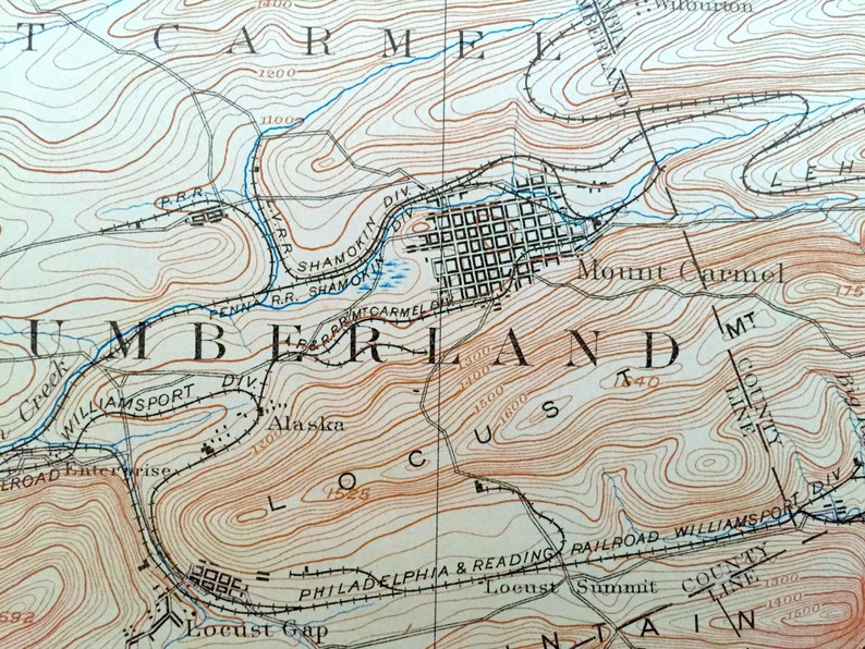 Antique Mount Carmel Pennsylvania 1894 US Geological Survey Etsy